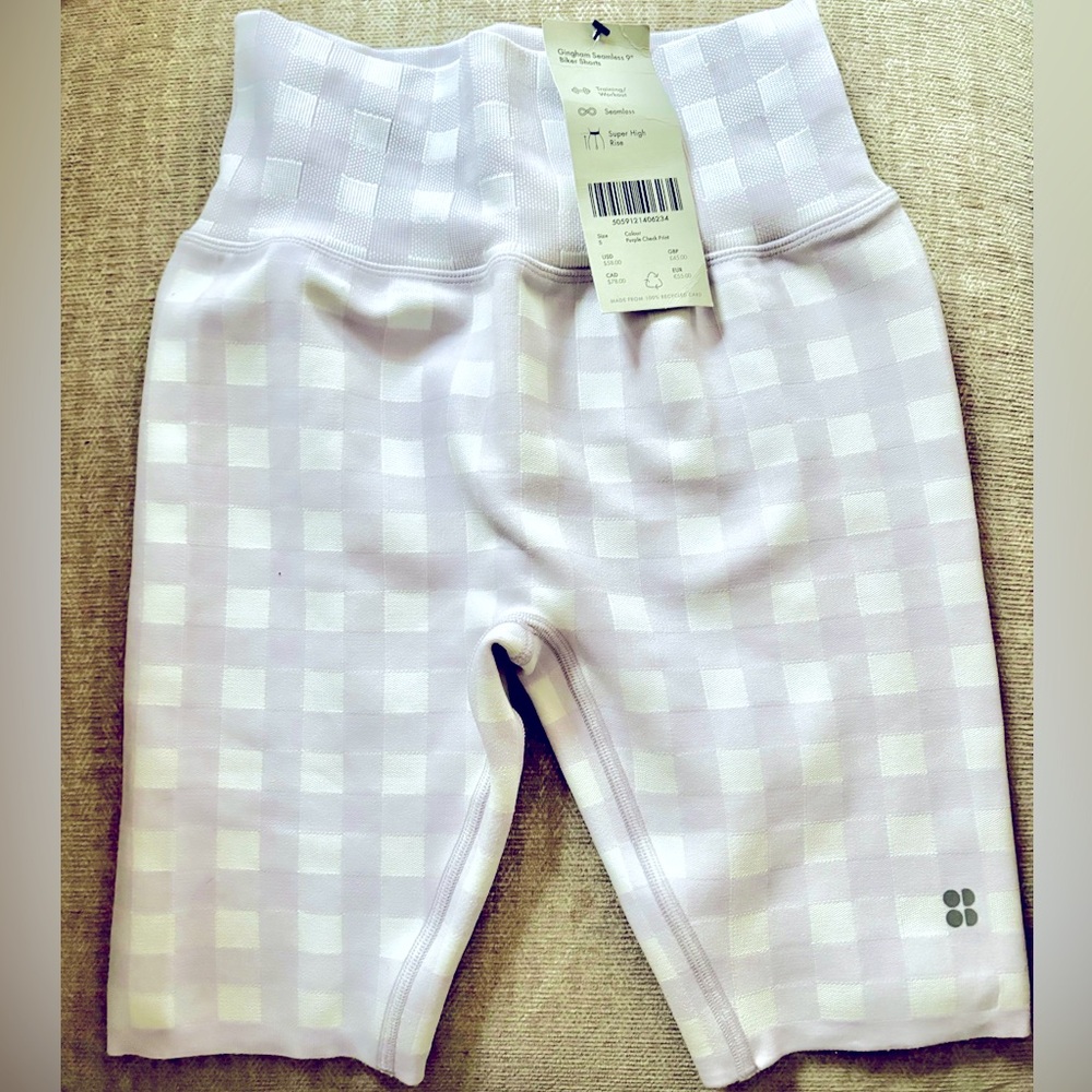 Sweaty Betty Gingham 9” Yoga Shorts NWT